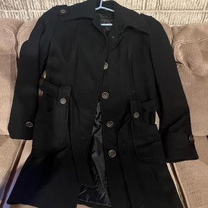 Women’s long black pea coat